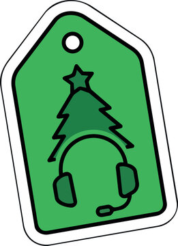 Christmas Gaming Gift Tag with Headset and Christmas Tree