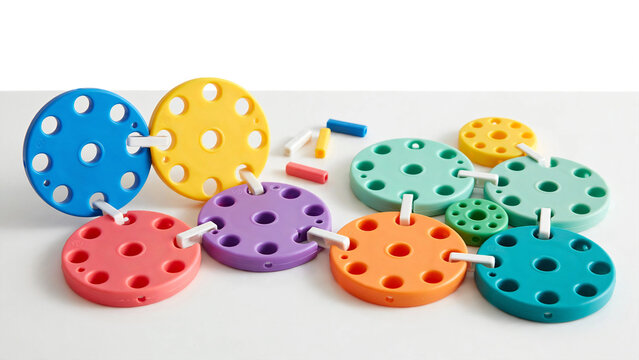 Colorful pegboard set with connectors for children's educational toys