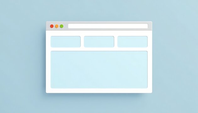 Browser window with address bar and content placeholders on light blue background for web design concept.