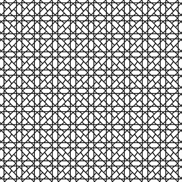 Intricate geometric lattice pattern isolated on white background, cultural motif representing traditional Islamic design elements