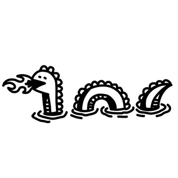 Stylized fire-breathing dragon in three dynamic poses, bold black-and-white line art, edgy mythical beast illustration