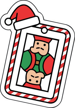 Christmas Poker Gift Tag with Playing Card and Santa Hat