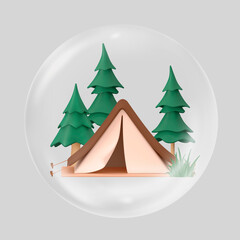 3D camping tent in bubble © Rawpixel.com