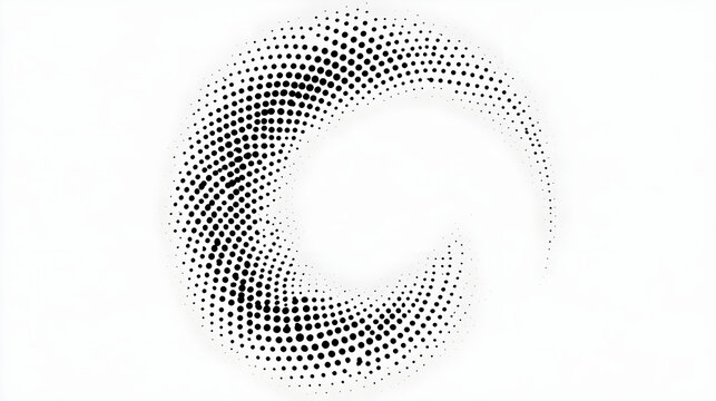 Round halftone frame. Dotted circle abstract dot halftones frames. Random dots circles spiral vector illustration. Geometric swirl border modern design motion shape template background 