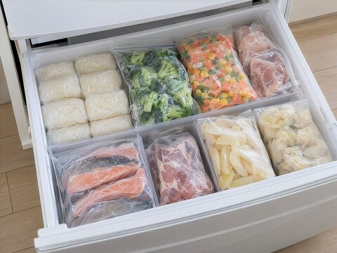 冷凍室に入った食材