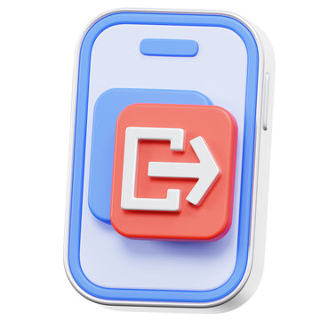 Sign Out Logout Button on Phone Screen 3D Icon