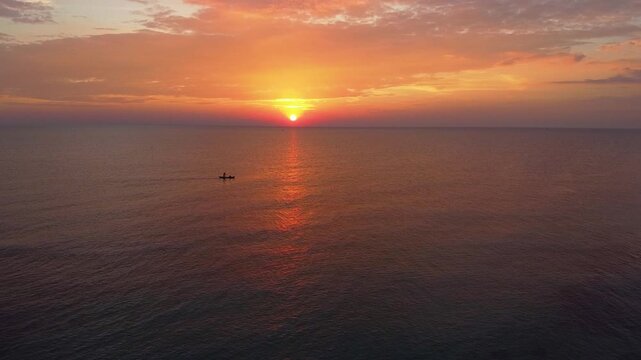 Magic sunrise sky over beautiful sea water, zen, meditation, tranquility, angel heaven
