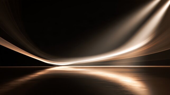 a futuristic architectural interior, characterized by smooth curves and illuminated surfaces with reflective properties