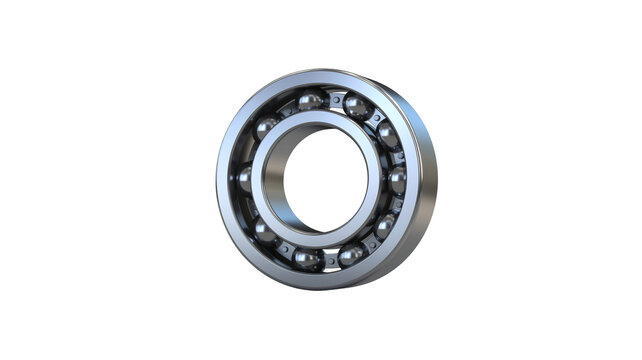 Steel ball bearing mechanical part isolated on transparent background industrial engineering component.