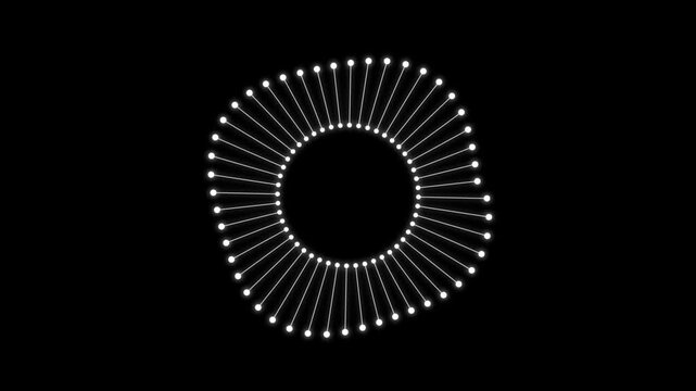 White Distorted Circular Network Dots and Lines Animation