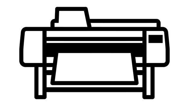 Large Format Printer Icon: A clean, minimalist line art icon representing a large format printer, ideal for design and technology graphics.