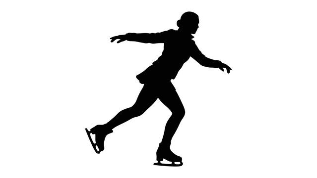 Silhouette of a Figure Skater mid-jump: A stark black silhouette captures the dynamic motion of a figure skater executing a jump on the ice, showcasing the athleticism and grace of the sport.