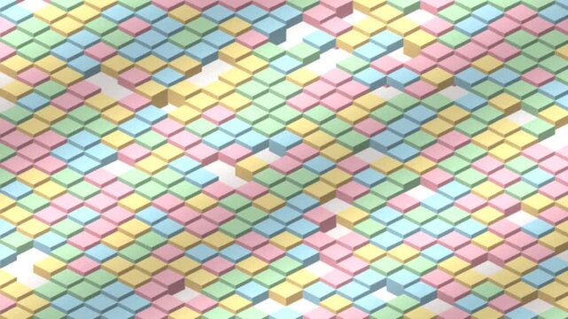 Looping pastel candy isometric pattern background with diagonal motion
