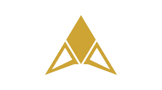 Minimalist gold geometric logo featuring a symmetrical triangle and diamond shape on a plain background