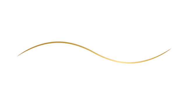 Minimalist gold sinusoidal wave line with a metallic gradient texture on a plain background
