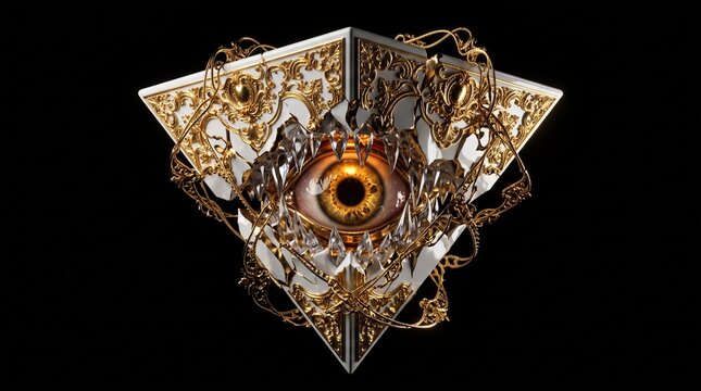 Inverted Fractured Porcelain Pyramid Creature with Center Cyclops Eyeball