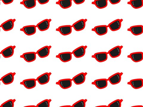 Cute eyeglasses seamless pattern. Repeating sunglasses pattern background. Eyeglasses doodle background. Sunglasses summer background