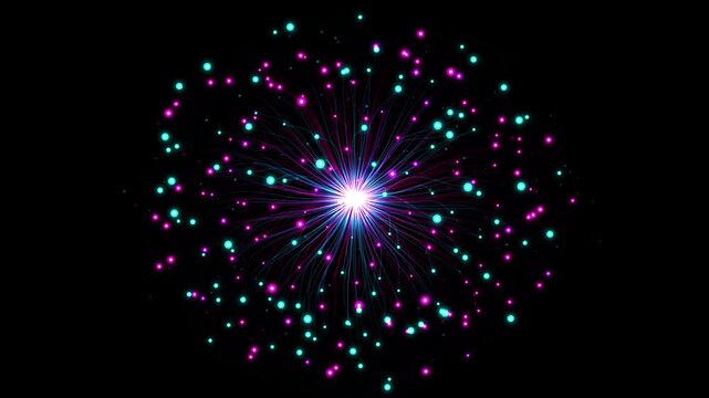 Glowing Cyan and Magenta Fiber Optic Network Burst Animation