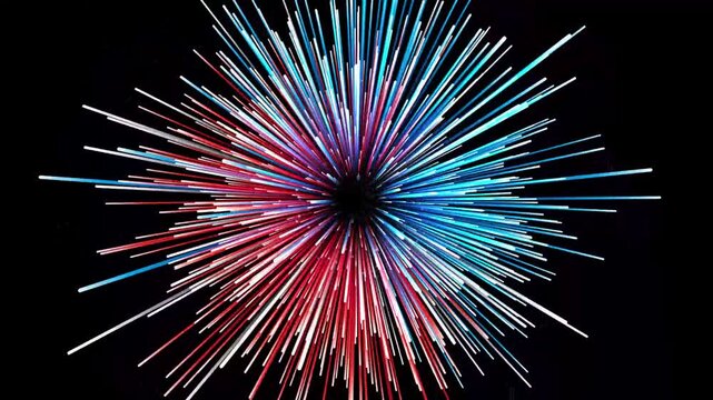 Red and Blue Light Rays Burst Animation on Black Background