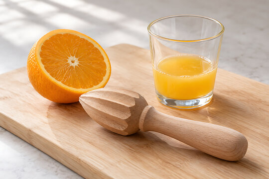 Handheld Citrus Reamer with Fresh Orange Juice
