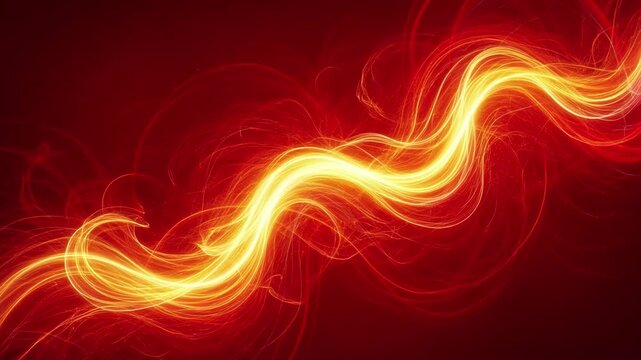 Abstract red and orange glowing energy wave background with vibrant fire trails and dynamic plasma swirl effect