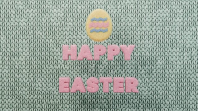 Happy easter pink felt letters egg mint knitted spring holiday ideal for greeting cards seasonal campaigns social media posts gift packaging landing pages blog headers and festive promotions