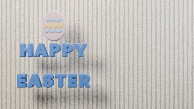 Happy easter blue fuzzy letters egg cream corduroy spring holiday ideal for greeting cards seasonal campaigns social media posts gift packaging brochures landing pages and festive promotions