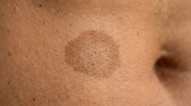 Detailed close up of skin surface showing a subtle mole or skin lesion texture perfect for dermatology examination and skin analysis