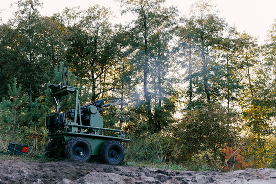 Milrem robotics themis ugv operating in military environment
