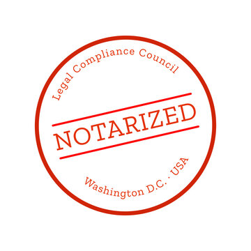 Red notary stamp with notarized text