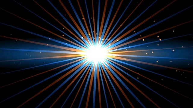 Blue and Orange Radiating Sunburst Light Rays Animation