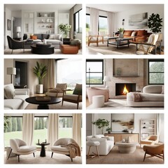 Fototapeta premium Modern Interior Design in a Variety of Living Spaces Showing Comfort and Style