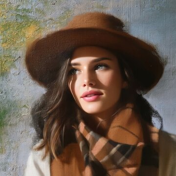 Woman With Hat and Scarf in a Nature Setting During Daytime
