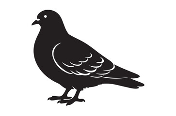 Fototapeta premium Pigeon Silhouette Against A White Background Minimalist Bird Shape