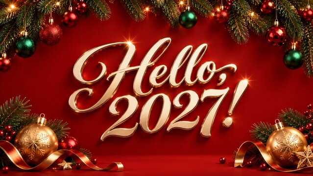 New Year Greeting With Decorations for 2027
