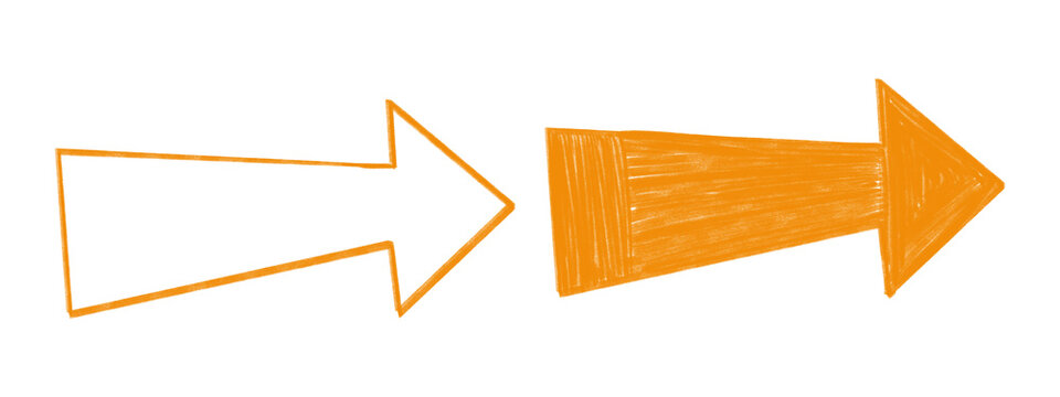 Orange arrows on transparent background