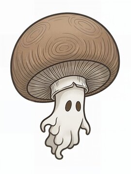illustration of a mushroom, brown agaricus