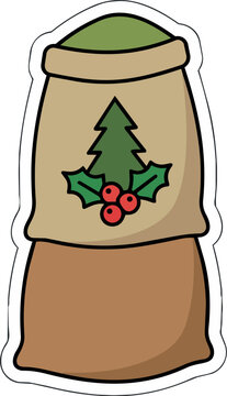 Christmas Gift Sack Tag with Yerba Mate and Holly Decoration