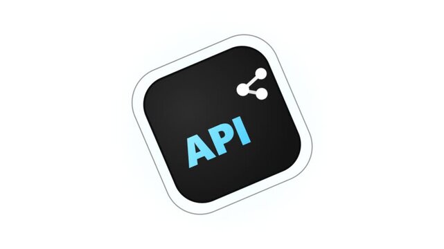 Animated technology icon with software label rotating on white background
