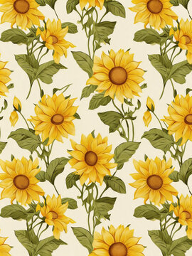 seamless pattern with sunflowers