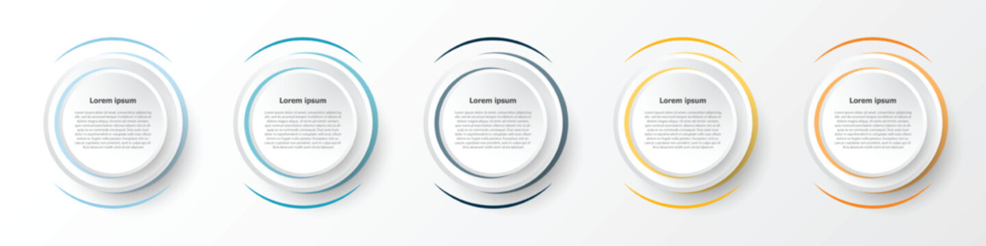 Infographics are used to present the details of the different steps in a work process. There are a total of 5 steps.