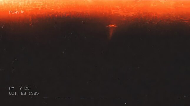 Retro vhs 1985 glitching film showing ufo concept