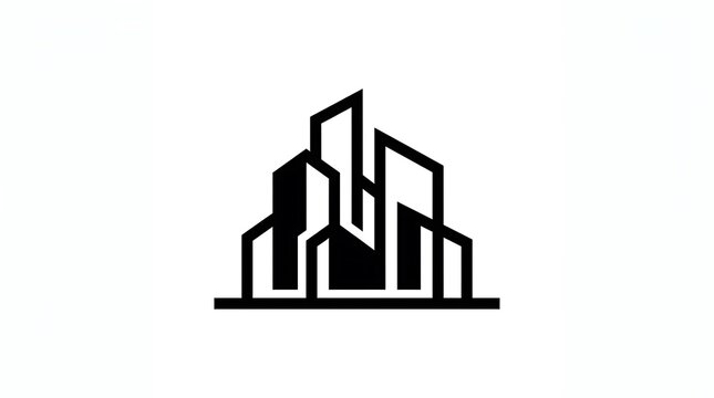 Minimalist black city skyline logo icon on a white background