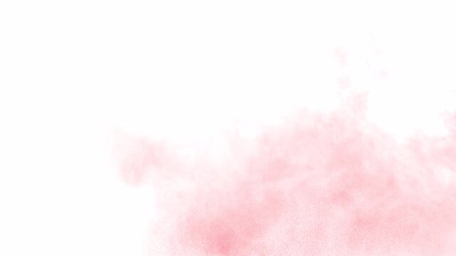 Red color powder explosion and dust puff blast on a white background VFX element