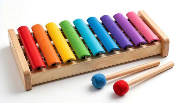 Colorful wooden xylophone with mallets for kids music instrument