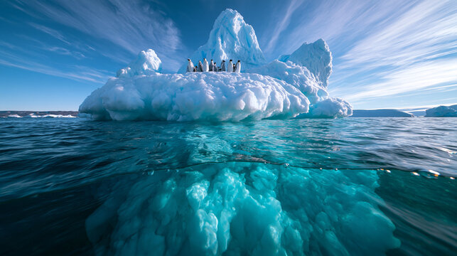 Iceberg Floating in Arctic Ocean Waters