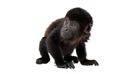 Small baby gorilla monkey sitting full body profile isolated on transparent background © Daisy