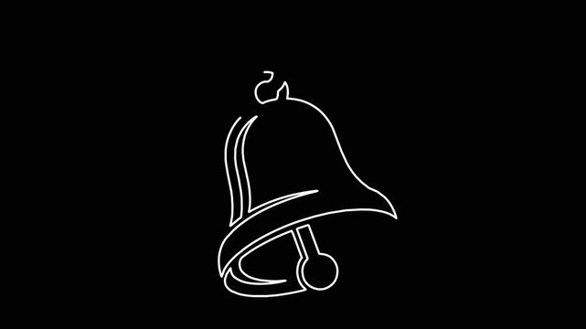 Minimalist bell icon animation in white line art style on black background for notification or alert visual elements.