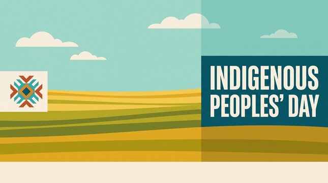 Indigenous Peoples Day banner with flat vector landscape and