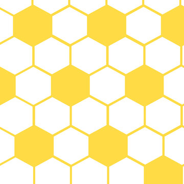 Yellow hexagon pattern like a tortoise shell or honeycomb. Hand drawn Japanese style geometric background illustration.